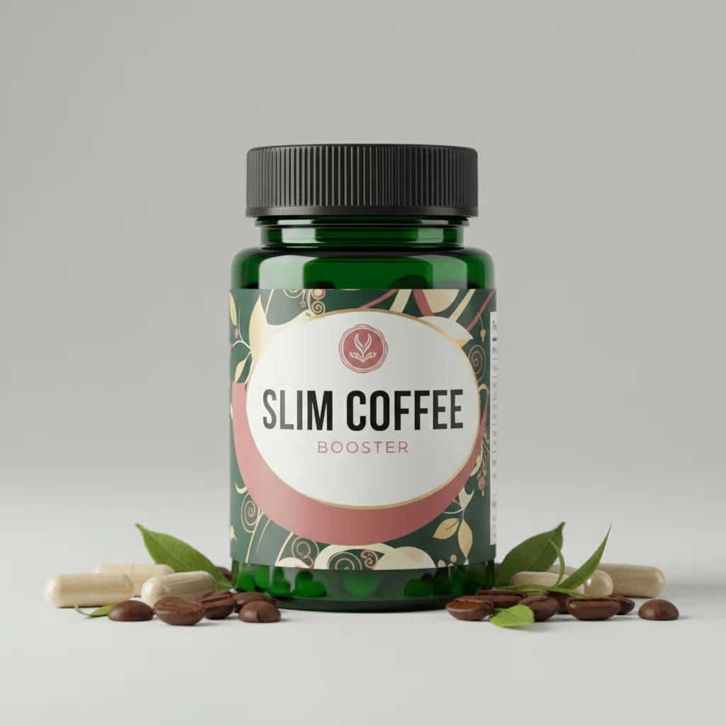 Slim Coffee Booster supplement box - dark charcoal and purple gradient packaging by Wynstead Nutrition